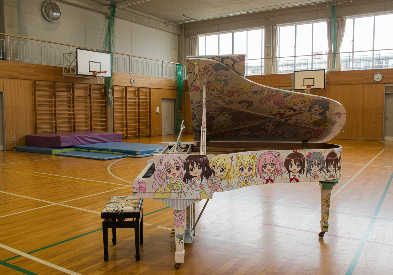 学校行事でのピアノラッピング